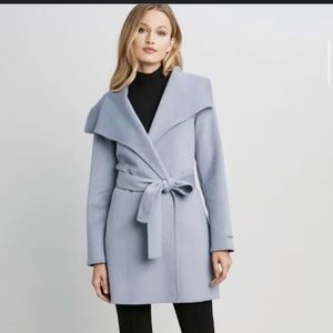 Tahari Light Blue Wool Coat Size Medium
